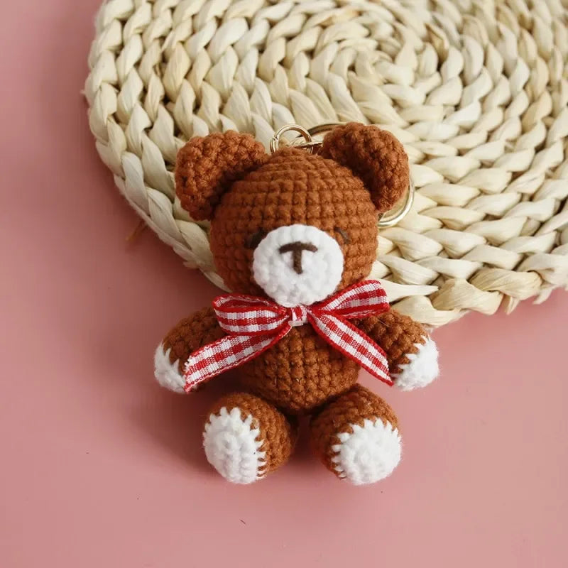 Cute Couple Bear Crochet Keychain Animal Bag Charm
