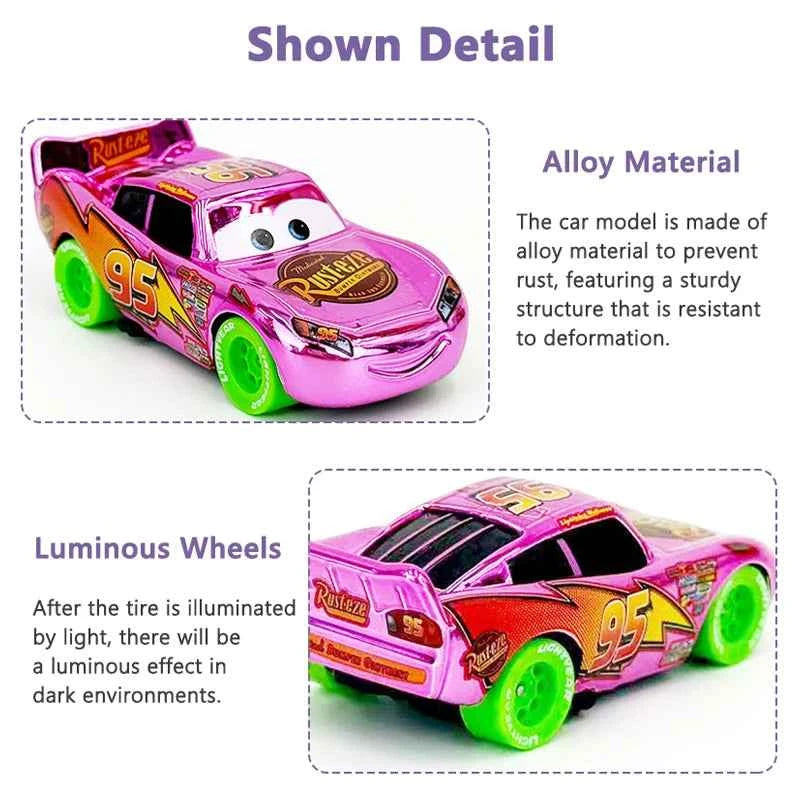Disney Pixar Cars Piston Cup Racer Lightning McQueen Plated Version Magenta Color Alloy Diecast Model Toy Cars Children's Gift