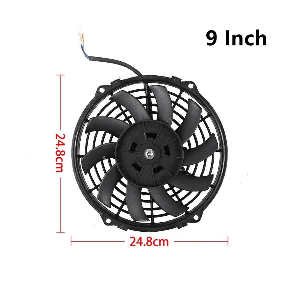 Universal 7/9/10/12/14/16 Inch 12V 80W 2100RPM Car Air Conditioning Cooling Fan Blade Cool Mounting Kit CF-1001