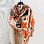 Luxury Warm Poncho Cashmere Winter Women Scarf Horse Print Shawl Wraps Female Thick Pashmina Blanket Bufanda Travel Echarpe 2024