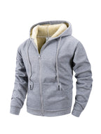 Winter Men’s Fleece Zipper Jacket – Thick Windproof Hooded Coat for Casual Wear & Outdoor Sports