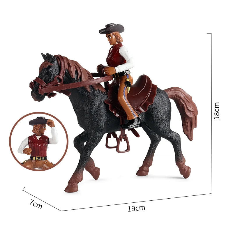 Oenux Farm Stable House Model Action Figures Emulational Horseman Horse Animals Playset Figurine Cute Educational Kids Toy Gift