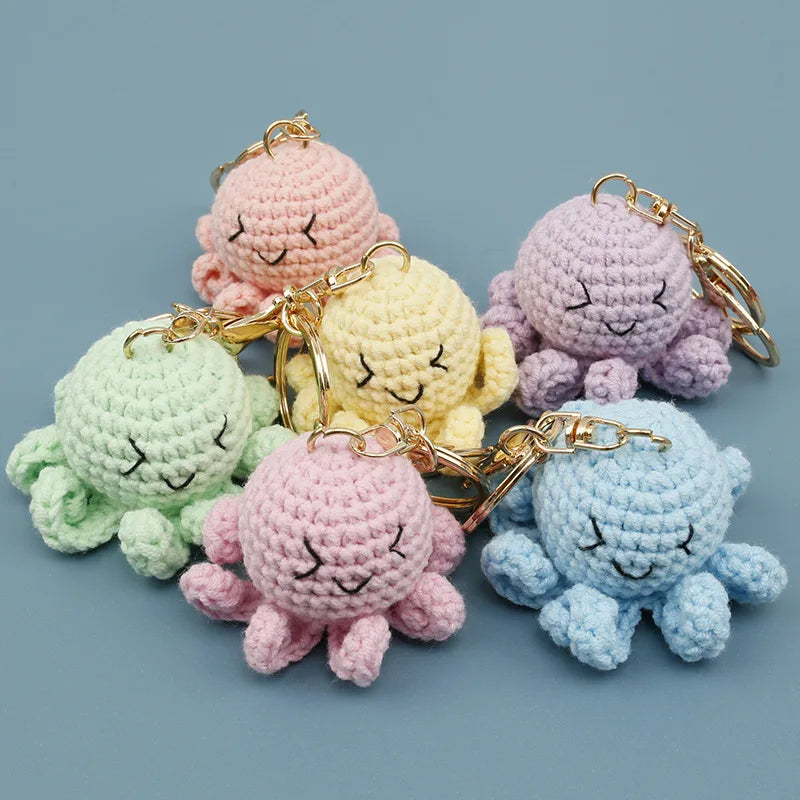 Ocean Series Animal Doll Crochet Keychain Handmaking Knitted Tropical Fish Keyrings Crochet Shark Doll Keychain Custom Accessory