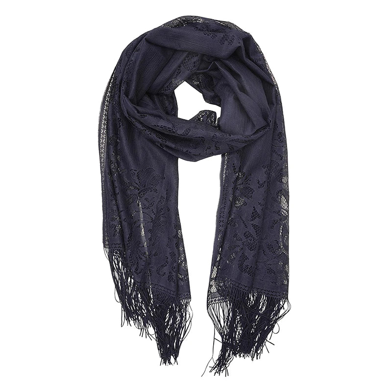 RUNMEI Black Yellow Pink Color Floral Lace Scarf Tassel Fringe Shawl Wrap Flower Headscarf Muslim Hijabs scarfs Women Ladies