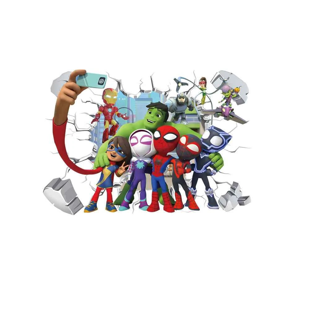 Cute mini Spiderman Super Heroes Wall Stickers For Kids Room Decoration Home Bedroom PVC Decor Cartoon Movie Mural Art Decals