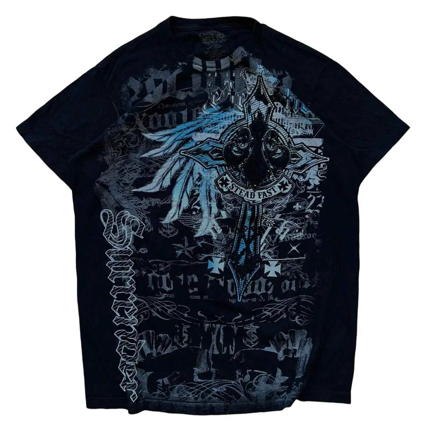 Southpole Y2K Vintage Cotton Graphic Tee Distressed Oversized Unisex T-Shirt with Gothic Print Streetwear Retro Soft Shirt Man