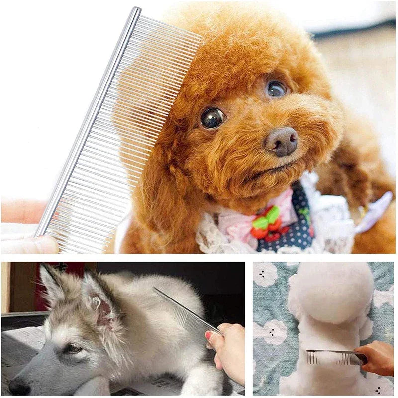 Pet Dematting Comb Stainless Steel Pet Grooming Comb for Dogs and Cats Gently Removes Loose Undercoat Flea Comb Pretty&Better - WTN Essentials 
