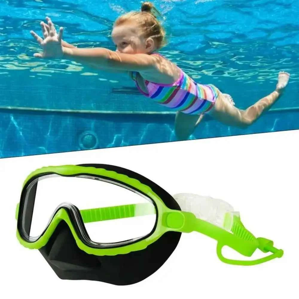 Swim Goggles with Nose Cover Wide Field Of View Diving Mask Anti-Fog Anti-Leak ,Toddler Swimming Goggles For Kids Ages 3-15