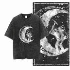 SA ASTRONAUT SPACE THEMES Printed Cotton Acid Washed Graphic Unisex T Shirt Cool Streetwear Men Tshirts Big Size Tee for men
