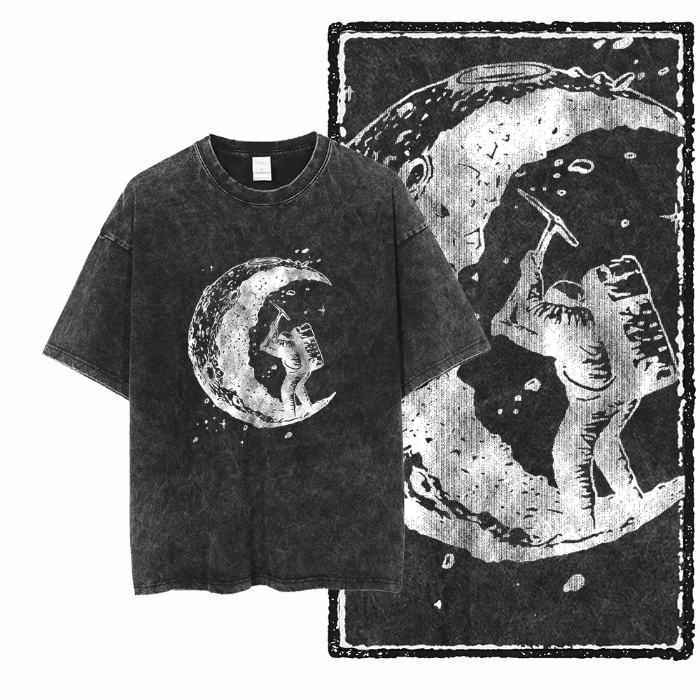 SA ASTRONAUT SPACE THEMES Printed Cotton Acid Washed Graphic Unisex T Shirt Cool Streetwear Men Tshirts Big Size Tee for men