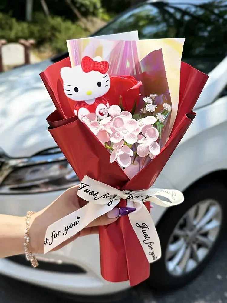 Sanrio Artificial Flowers Bouquet Hello Kitty Rose Bouquet Hello Kitty Artificial Roses New Year Gift Hello Kitty Rose Bouquet P