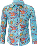 Fashionable Men's 70s Disco Shirts Casual Shirts Floral Vintage Long Sleeve Shirts Button Lapel Cardigan Mens Oversized Shirts
