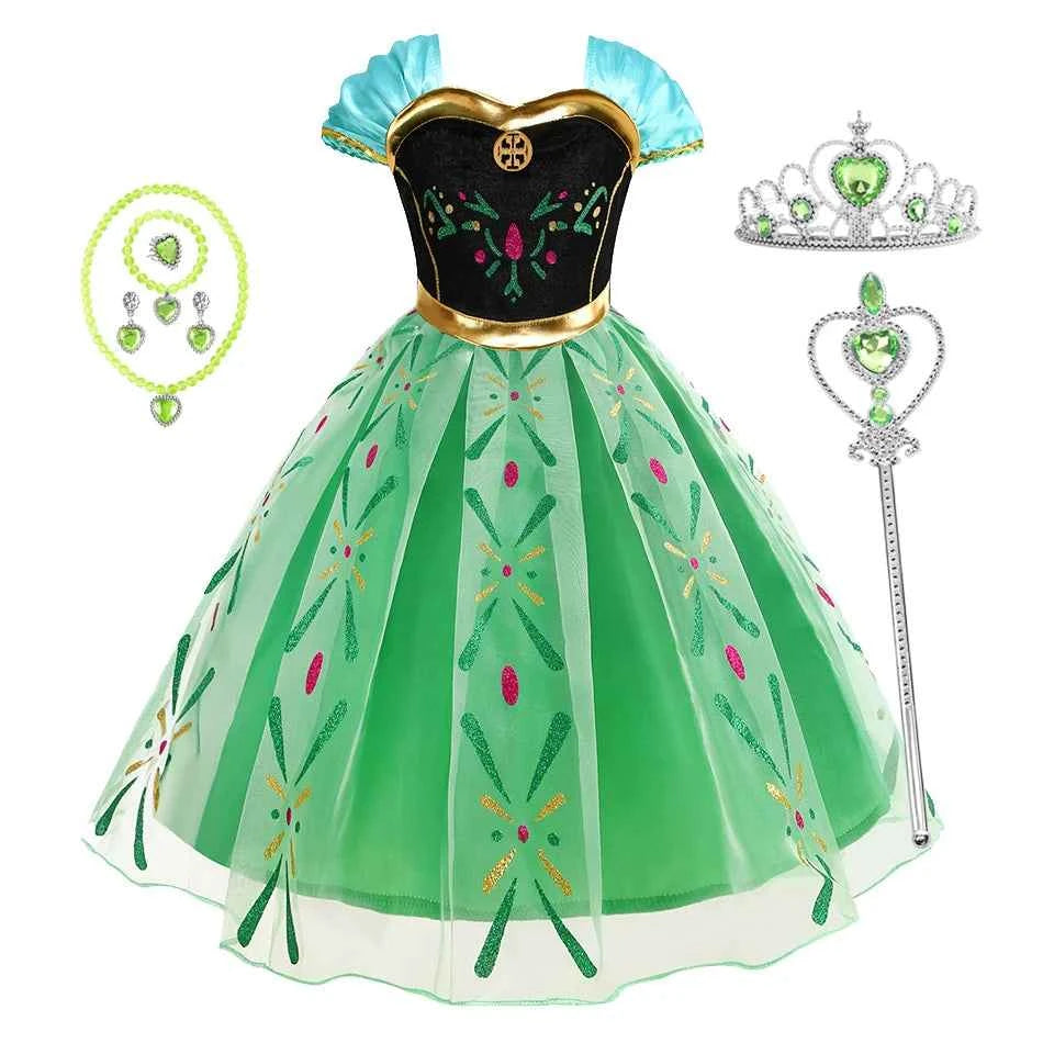 Frozen Elsa Anna Princess Girls Costume Kids Dress Disney Snow Queen Halloween Cosplay Birthday Party Dress Up 2-10 Years