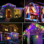 Solar Outdoor Icicle Lights 96/162 Leds Christmas Decorative String Lights 8 Lighting Modes Flashing Fairy Holiday String Lights