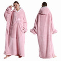 Extra Long Wearable Blankets Winter Flannel Hooded Blanket with Full Sleeves Men Women Cozy Soft Throw Adult TV Blanket