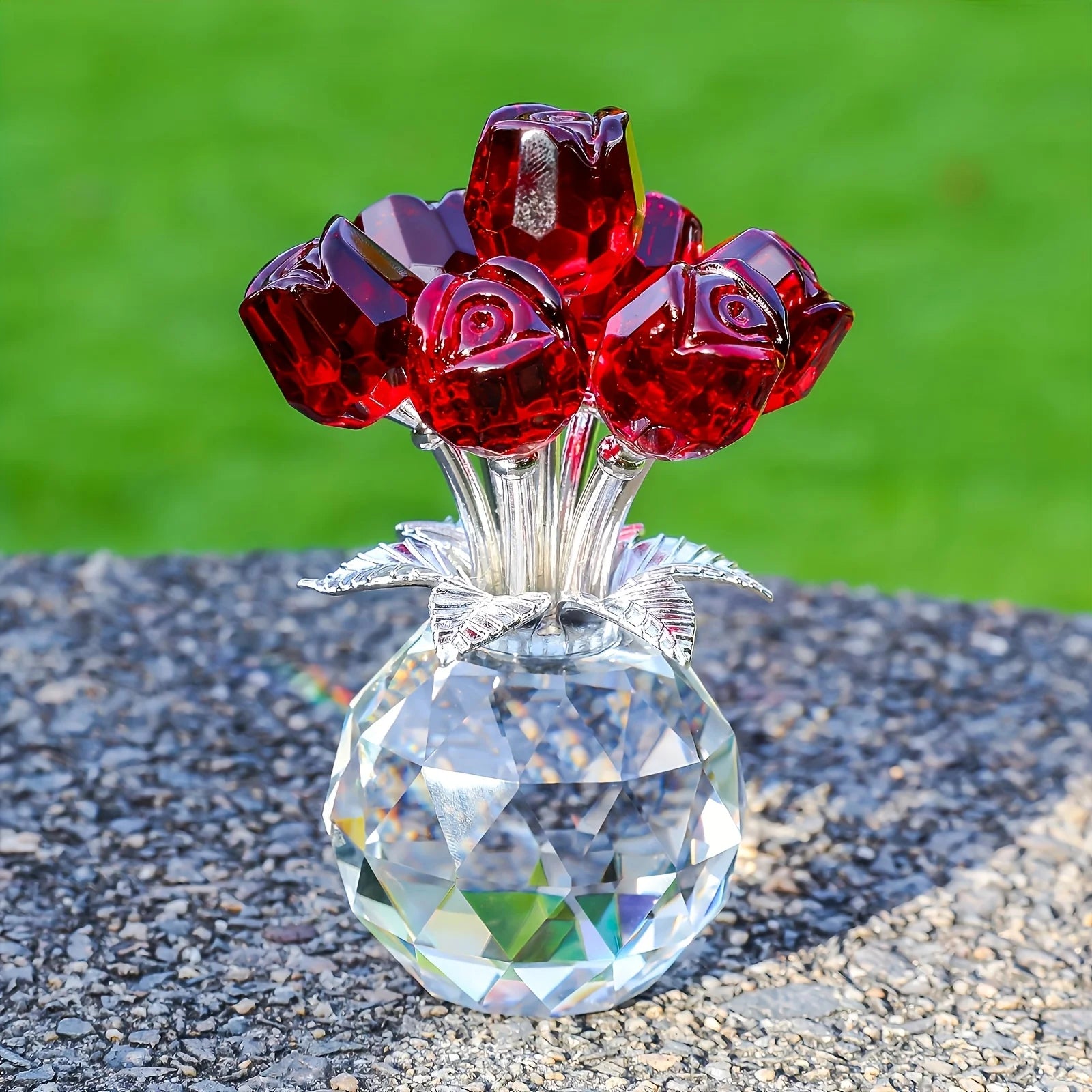 Colourful Rose Bouquet - For Anniversary, Mother's Day, Valentine's Day Crystal Rose Bouquet - Eternal Rose Decorative Gift