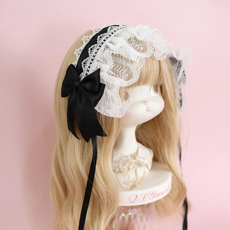 lolita headband hair accessories hair accessories sweet lace headband KC dark ribbon bow