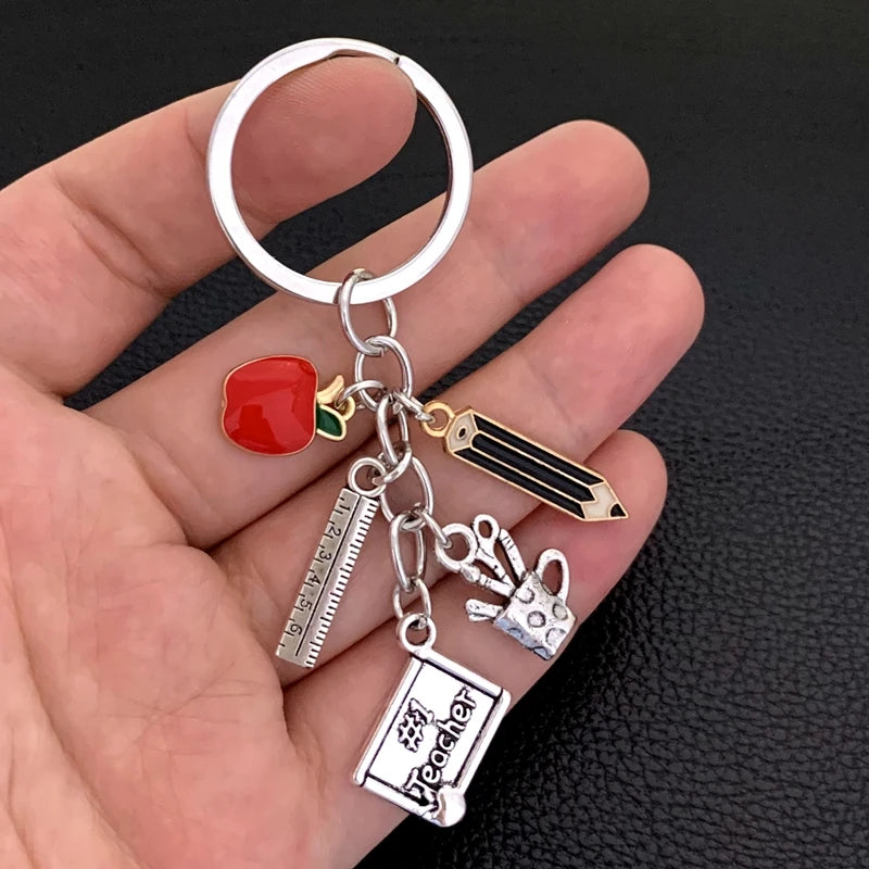 New Teacher's Day gift key chain best teacher gift hollow car key chain pendant jewelry for men and women.