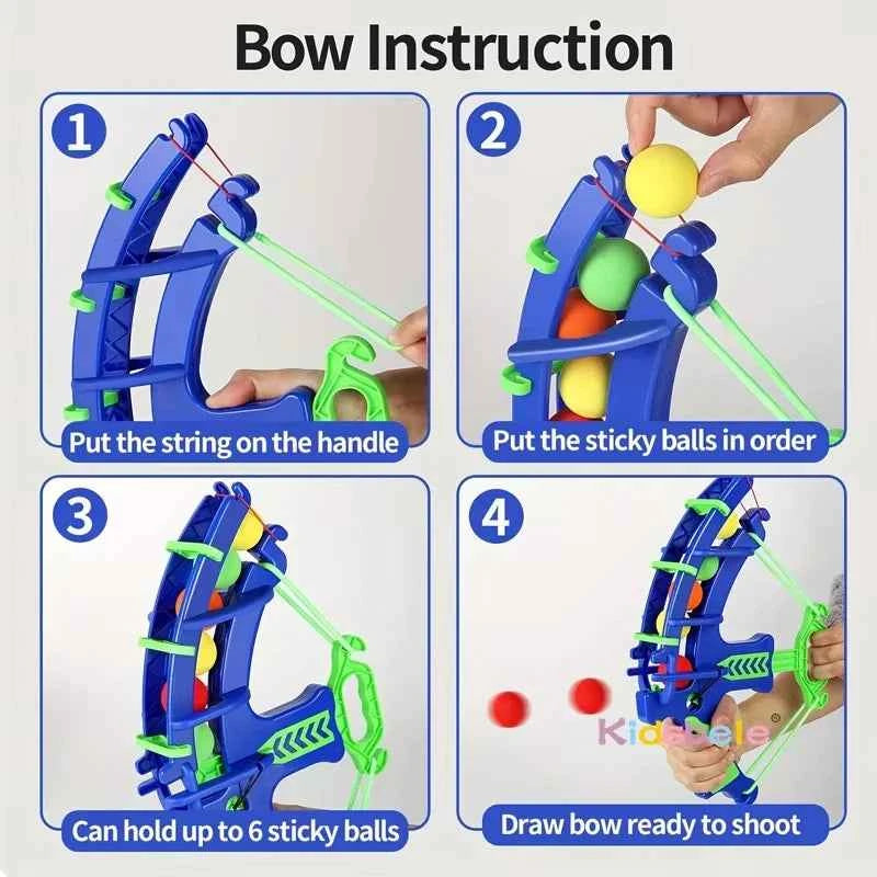 Slingshot Target Sticky Ball Bow Target Montessori Educational Toy Arrow Set Throw Sport Outdoor Fidget Game