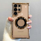 Luxury Plating Magnetic Wireless Charge Case For Samsung S26 S25 S24 Ultra S23 FE S22 Plus Note 20 Clear Lens Protection Cover