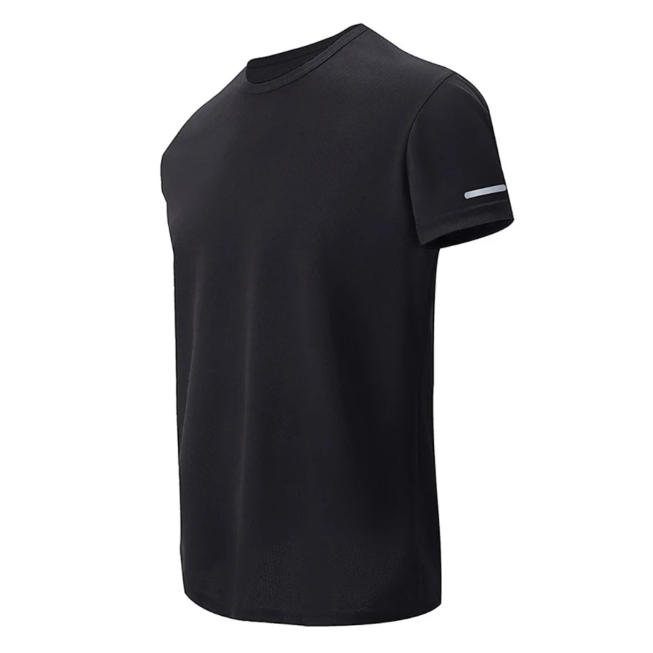 2/4/6-Pcs Four Seasons Men's Solid Color Round Neck Short Sleeve Top With Printed Cuffs Youth Sports And Leisure Fashion T-Shirt
