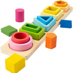 Montessori Wooden Shape Sorting and Stacking Educational Toy for Toddlers