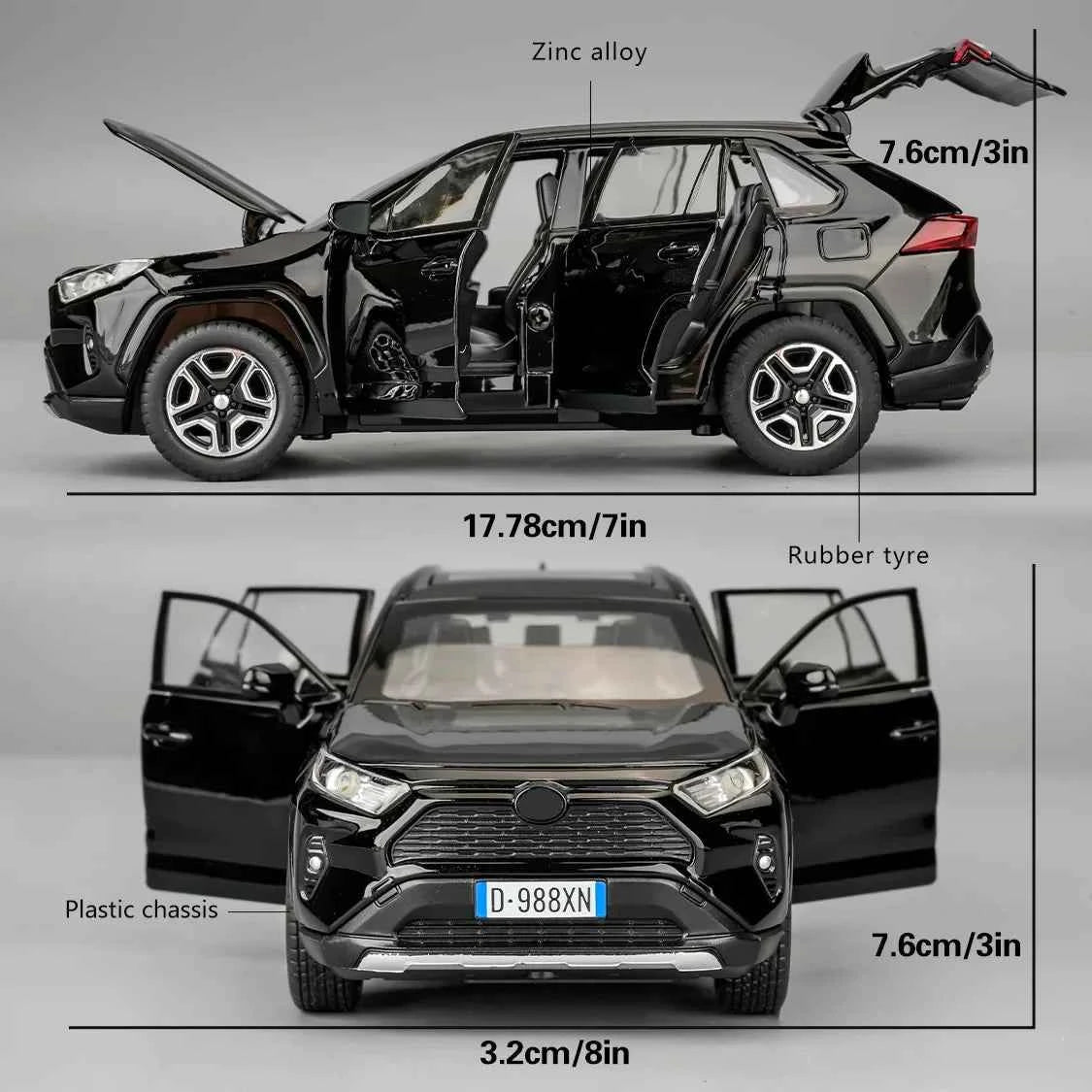 RAV4 Diecast Toy Car with Light & Sound – Alloy Model Vehicle Toy