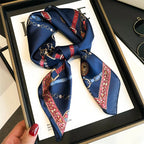 Luxury Chain Print Small Square Scarf Simulated Silk Thin Neck Scarf Fashion Sunscreen Headscarf For Women 70x70cm