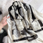 100% Natural Silk Scarf Women Luxury Brand Digital Print Flowers Silk Pashmina Shawl Female Long Bandana Foulard 2020 Oversize
