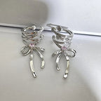 Girls New Ribbon Aesthetics Ear Clips Ballet Style Ribbon Bow-knot Ear Cuff Women Korean Fashion Kpop Earring Jewelry