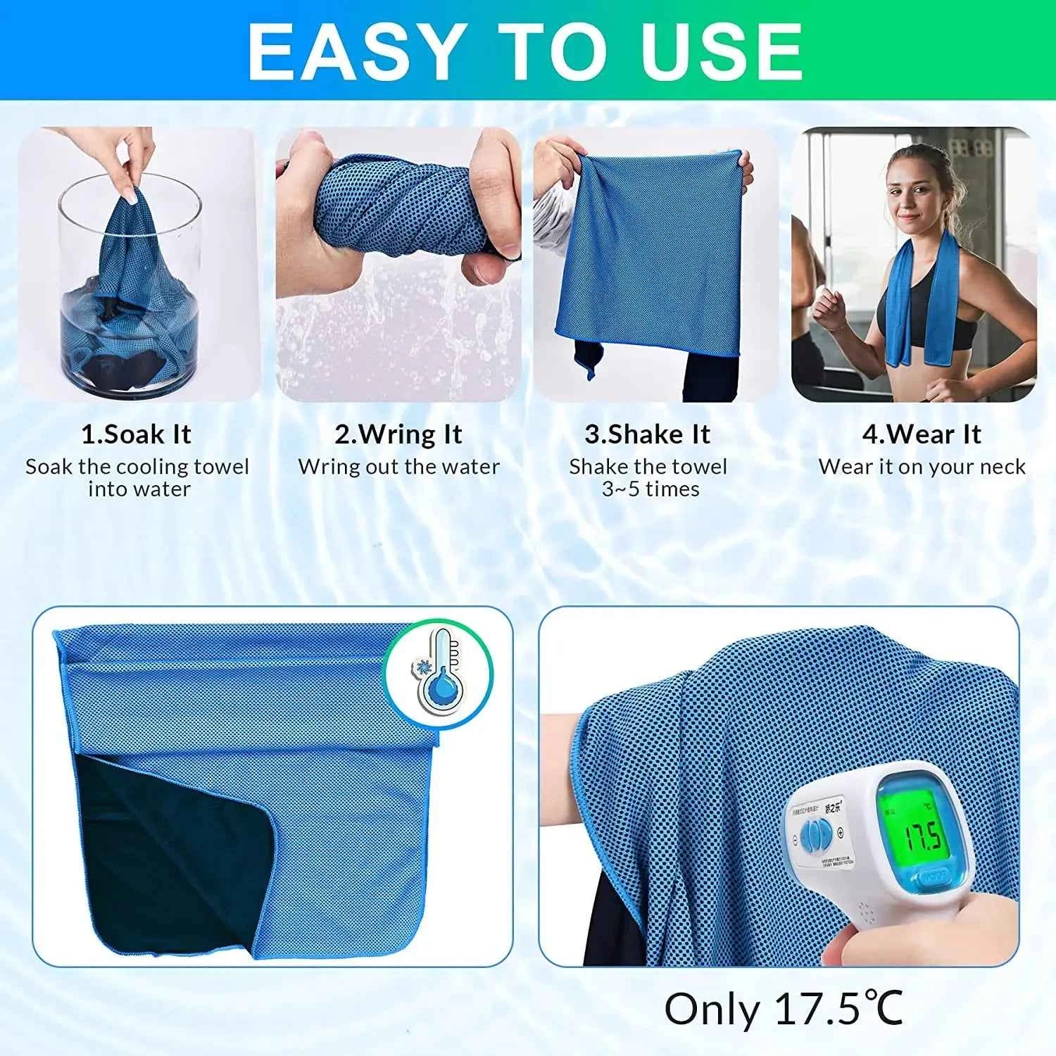 4pcs Cooling Towels (35.4 * 11.8 Inches), Soft Breathable Sports Towel For Outdoor, Gym, Yoga, Exercise, Camping, Fitness, Runni