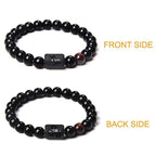 12 Constellation Zodiac Signs Beads Couples Bracelet Natural Black Onyx Stone Elastic Charm Bracelet for Women Men Birthday Gift