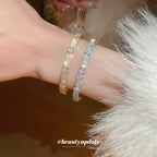 Luxury Shiny Cubic Zirconia Embellished Gold Silver Plated Fashion Bangle Bracelets for Women Party Wedding Daily Wear Jewelry