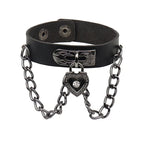 90s Heart Gothic Spike Bracelet Adjustable Punk Rock Bracelet Black Studded Faux Leather Bracelet for Men Women Gift