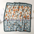 2025 Silk Shawl Print Headscarf Cat Hair Wrap Neckerchief Female Satin Square Scarf For Women Headband Foulard Hijab Bandana