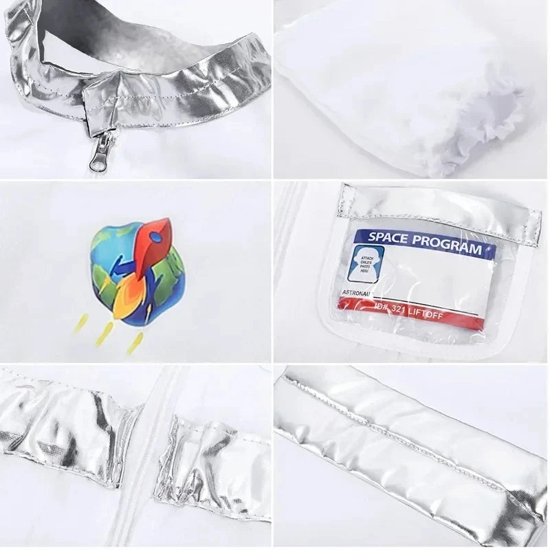 Halloween Astronaut Cosplay Costume Kids Boy Girl Jumpsuit Cartoon Space Party Spaceman Outfit White Spacesuit Bodysuit Clothing