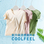 High-end New 10% Silk & Mercerized Cotton Women T-shirt Luxury Tee Short Sleeve Silky Feeling Summer Wear 2025 Tops V / O-neck