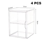 1/2/3/4PCS Acrylic Clear Display Storage Box for Fingures Foldable Display Case for Figurines Dolls Action Figure Organizer box