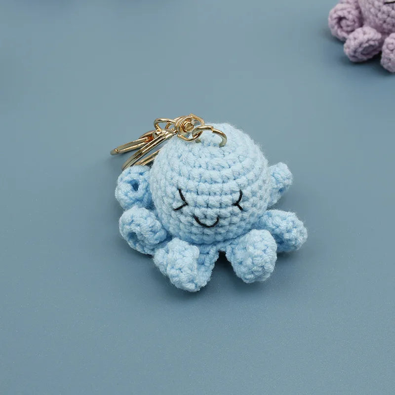Ocean Series Animal Doll Crochet Keychain Handmaking Knitted Tropical Fish Keyrings Crochet Shark Doll Keychain Custom Accessory
