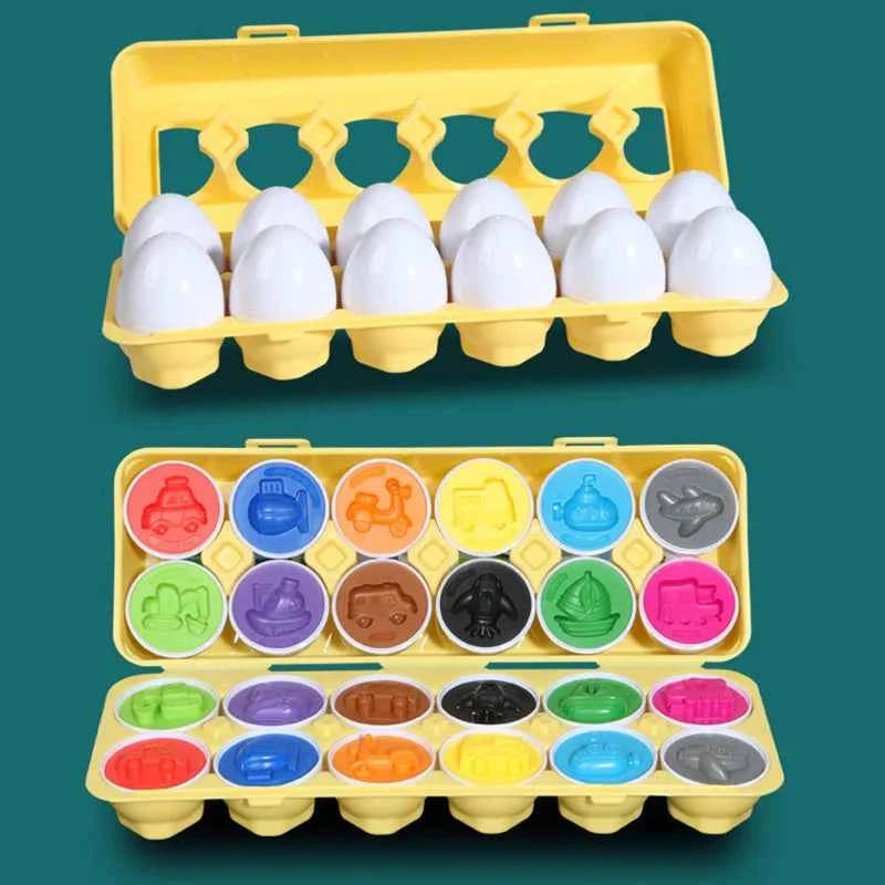 Matching Eggs Easter Toy Montessori Colors Shapes Recognition Kids Educational Color Sorting Toy for Toddlers STEM Egg Toys Gift