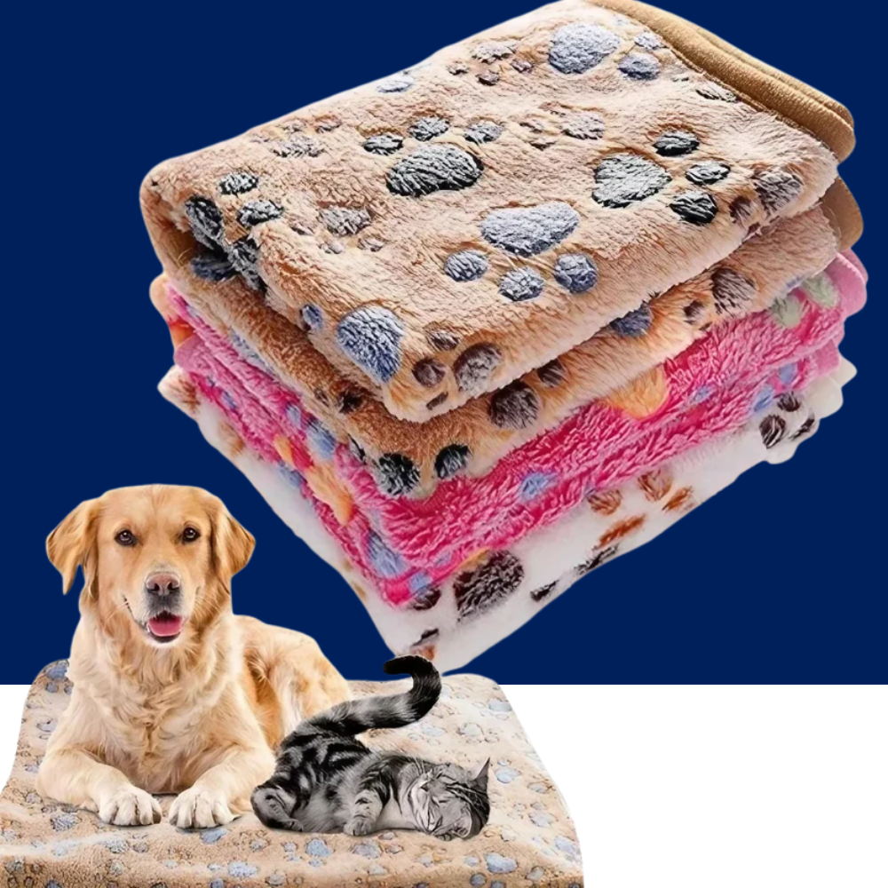 Soft Fluffy Pet Blanket – Cute Cartoon Pattern