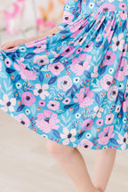 Twirling in Teal 3/4 Sleeve Pocket Twirl Dress