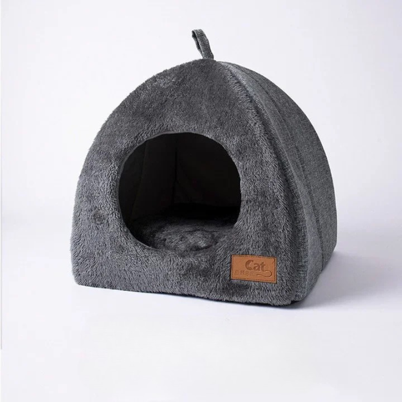 Heated Cat Bed – Self Warming Triangle Cat Cave for Indoor Pets