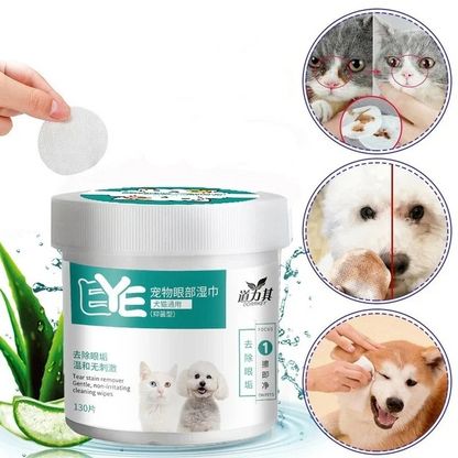 130 Pcs Dog & Cat Eye Wipes Tear Stain Remover