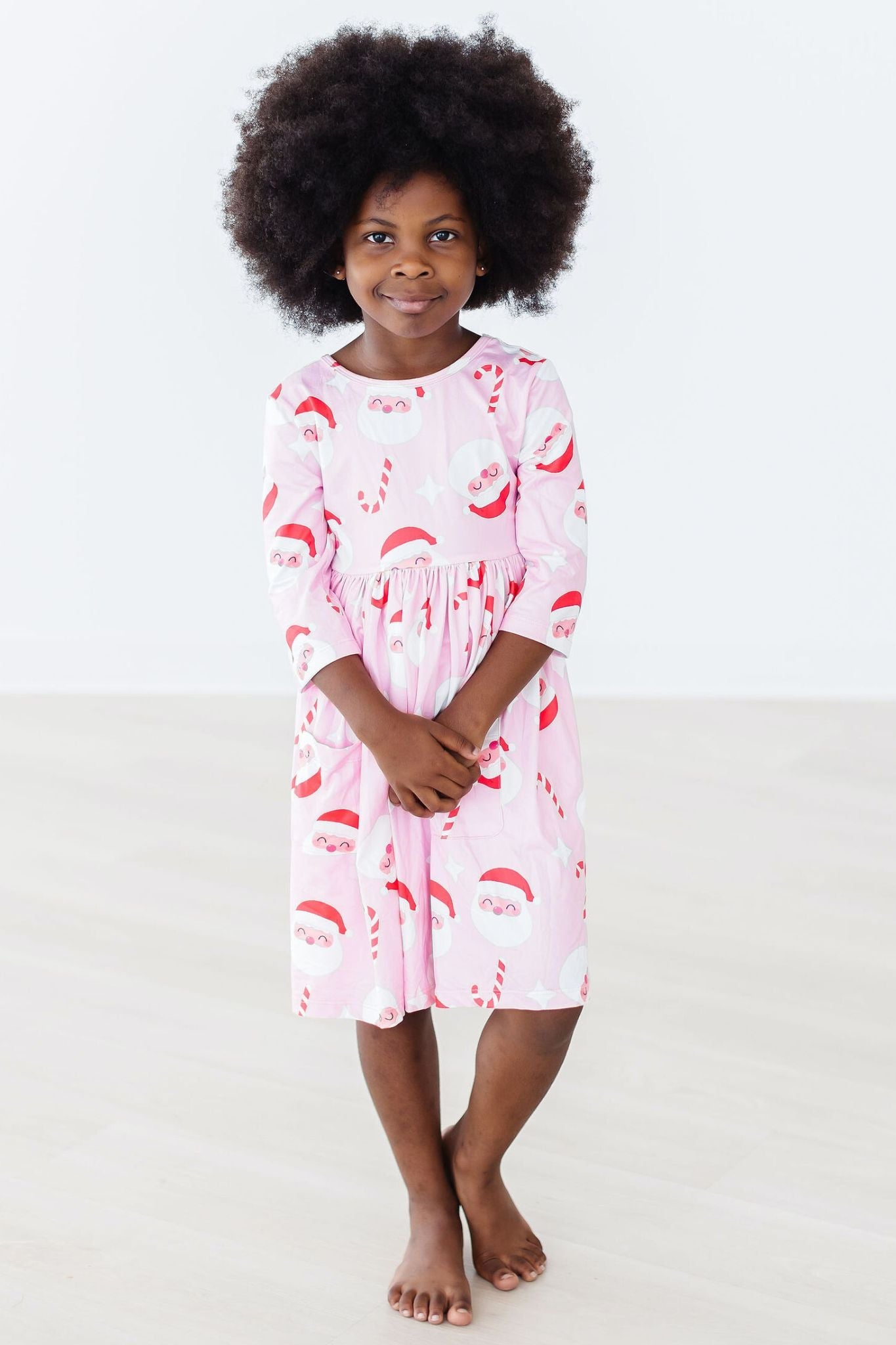 Jingle Bells 3/4 Sleeve Pocket Twirl Dress