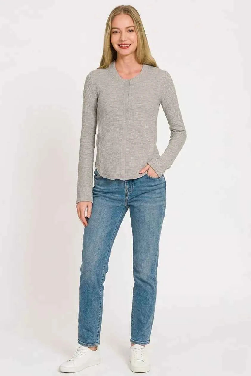 Zenana Double Knit Snap Button Shirts