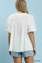 Umgee Textured Puff Sleeve Blouse