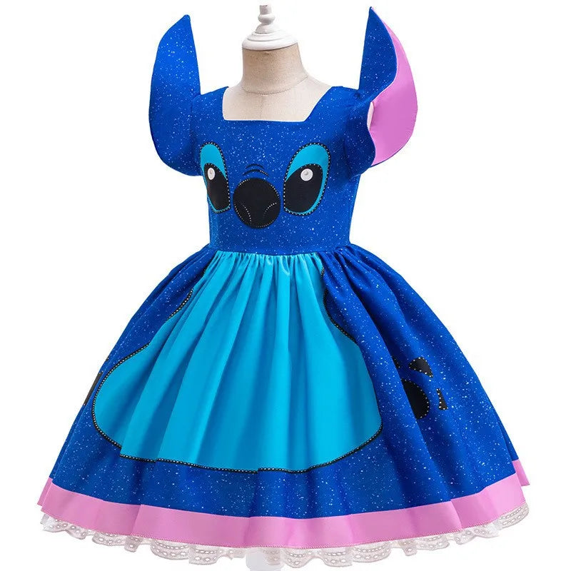 Kids Girls Princess Dress – Stitch Cartoon Inspired Costume Dress