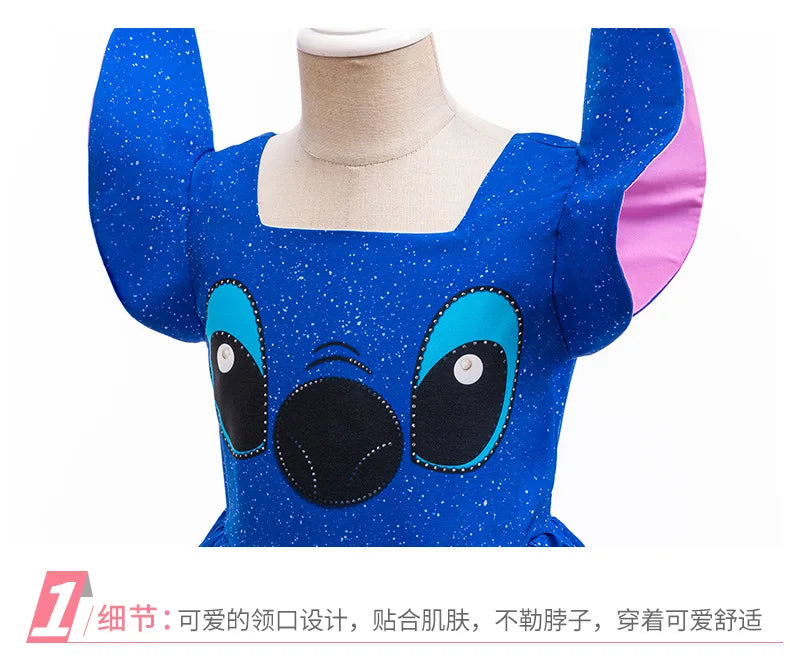 Kids Girls Princess Dress – Stitch Cartoon Inspired Costume Dress
