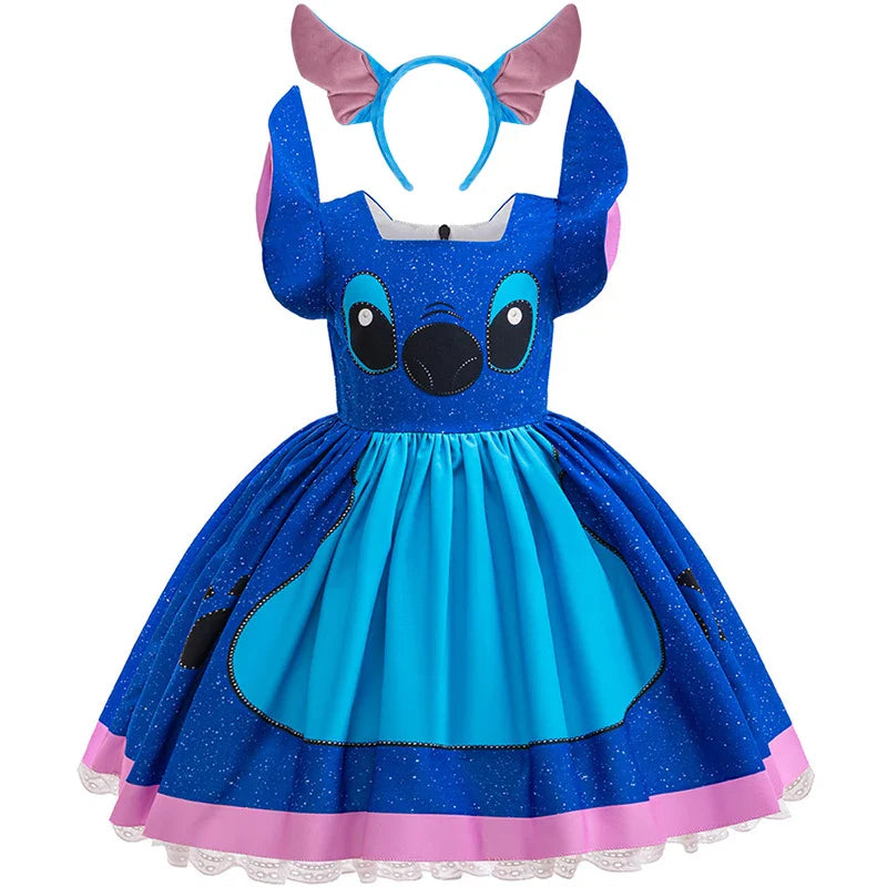 Kids Girls Princess Dress – Stitch Cartoon Inspired Costume Dress